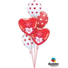 Bukiet 509 Love You Smiley Heart Qualatex #21823-2 76928-3